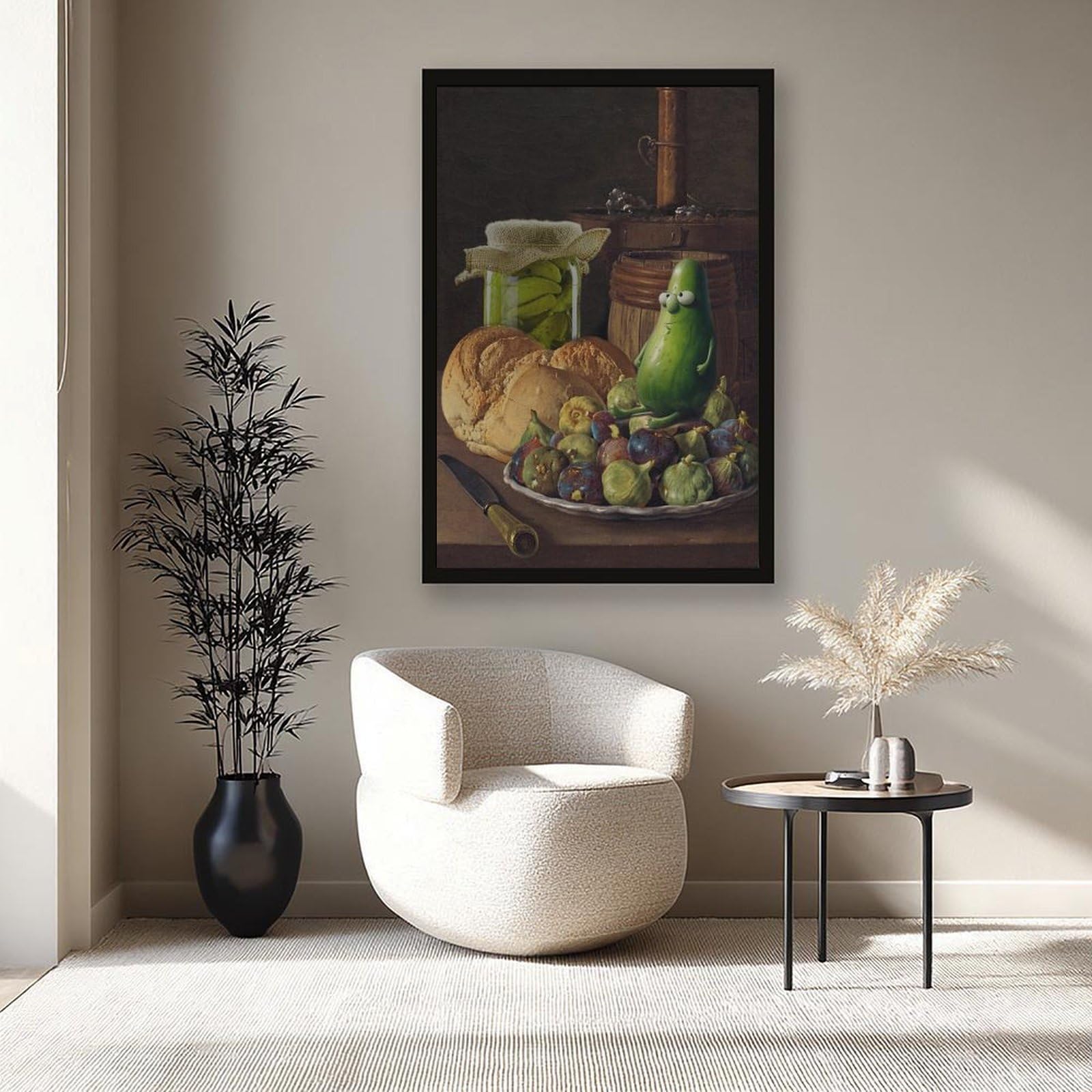 Ölgemälde "Eingelegte Gurken, verwandelt in Retro-Ölgemälde", einzigartige Küchendekoration, Leinwandposter, Wandkunst, Druck, Bild, Gemälde für Wohnzimmer, Schlafzimmer, Dekoration, 50,8 x 76,2 cm (L