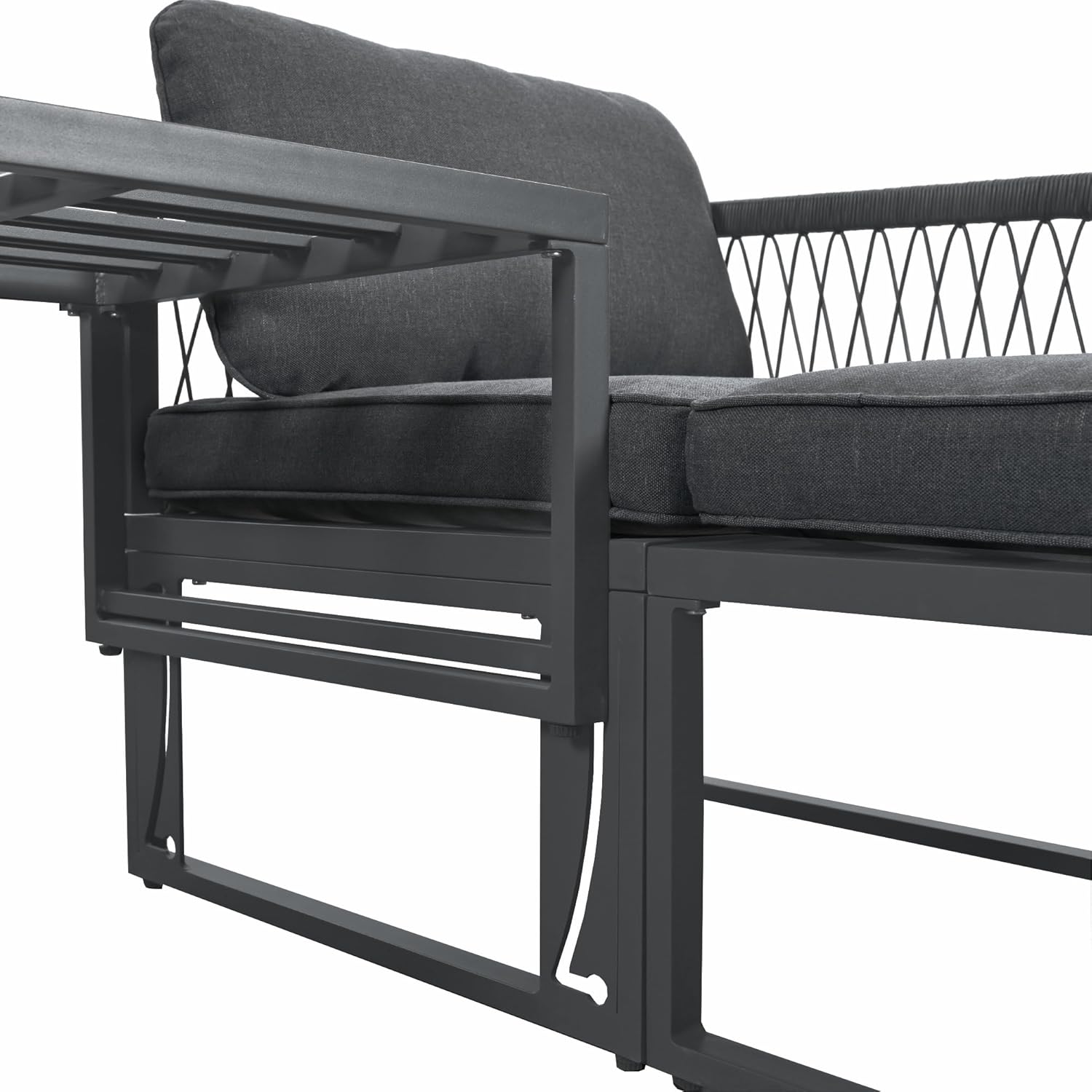 Close-up of the adjustable mechanism for the stool/table
