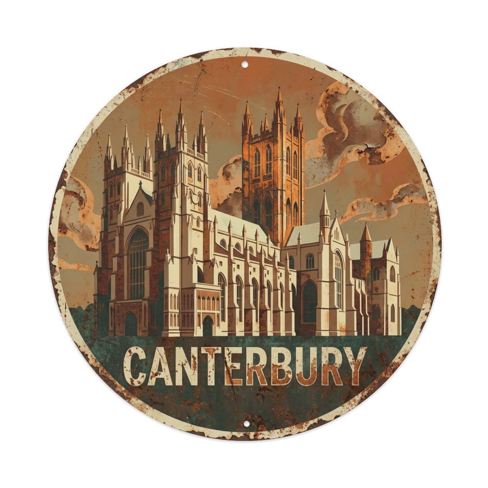 Metal Tin Sign England Vintage Travel Canterbury