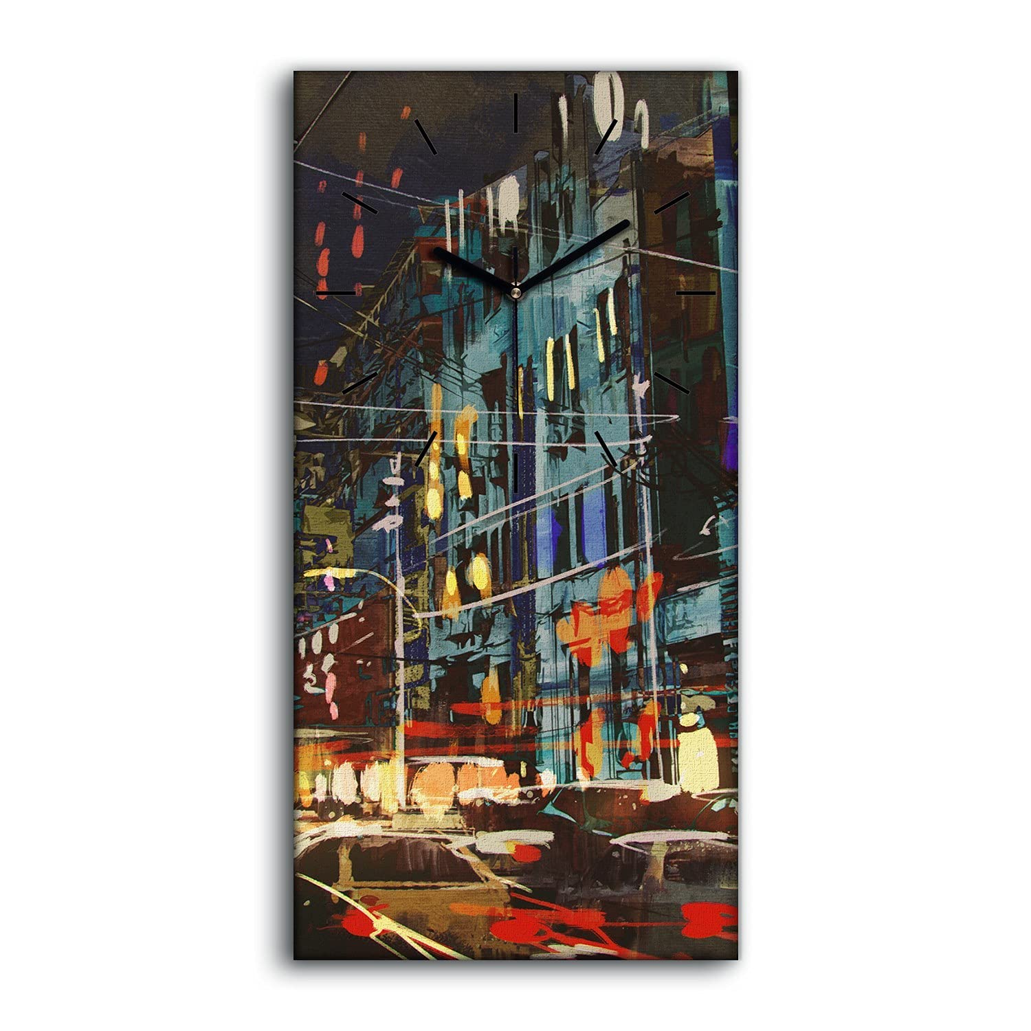Horloge sur toile moderne 30x60cm silencieuse décor salon
