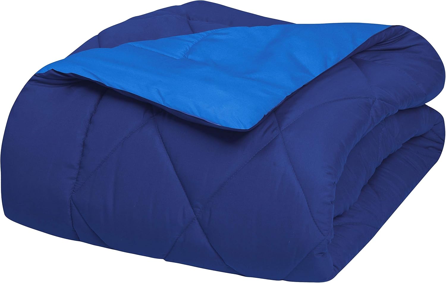 Elegant Comfort Goose Down Alternative-Diamond-Stitched-Quilted 2-Piece Reversible Comforter Set/Duvet Insert Ultra Soft Bedding-Medium Warmth for All Seasons, Twin XL, Navy Light Blue