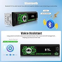 Vista 6 de SIXWIN - Radio para coche de un solo DIN, estéreo Bluetooth, receptor de audio multimedia para coche con control de voz, entrada AUX/USB/TF, control