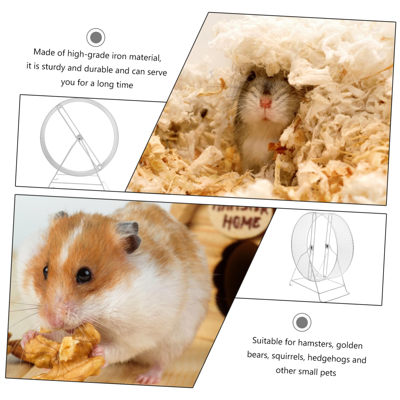 Happyyami Ruota da Corsa Silenziosa in Ferro Bianco con Funzionamento Sicuro per Criceti e Piccoli Animali e Adatta per Esercizi Domestici