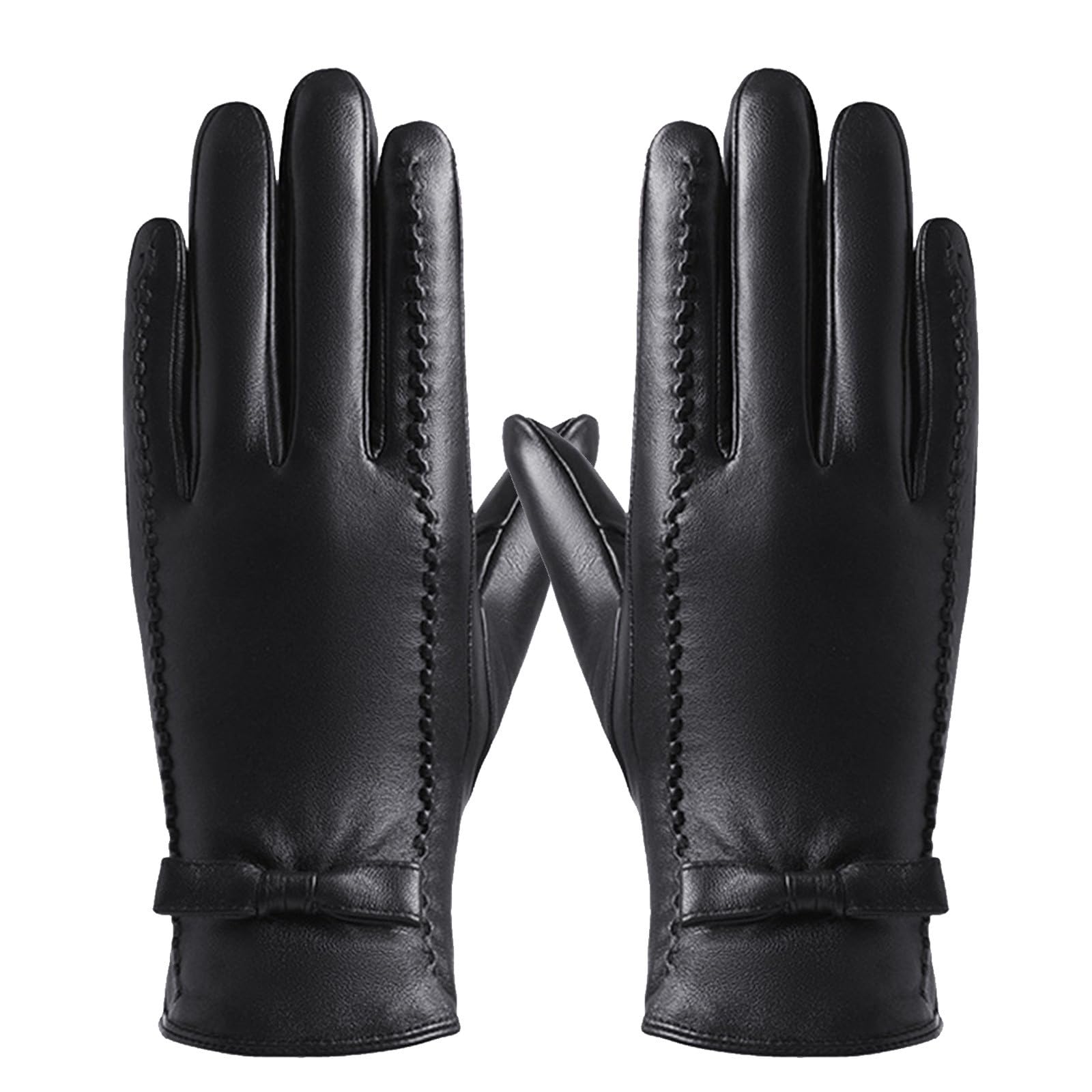 Winter Gloves Men Women Windproof Touchscreen Leather Gloves Cold Weather Warm Lining Glove for Cycling Outdoor Sports