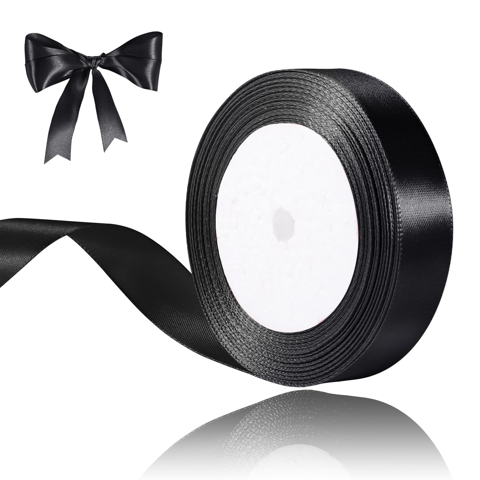 Nastro di raso Nero largo 50 mm e lungo 22 m, decorazione per regali, matrimoni, battesimi e compleanni