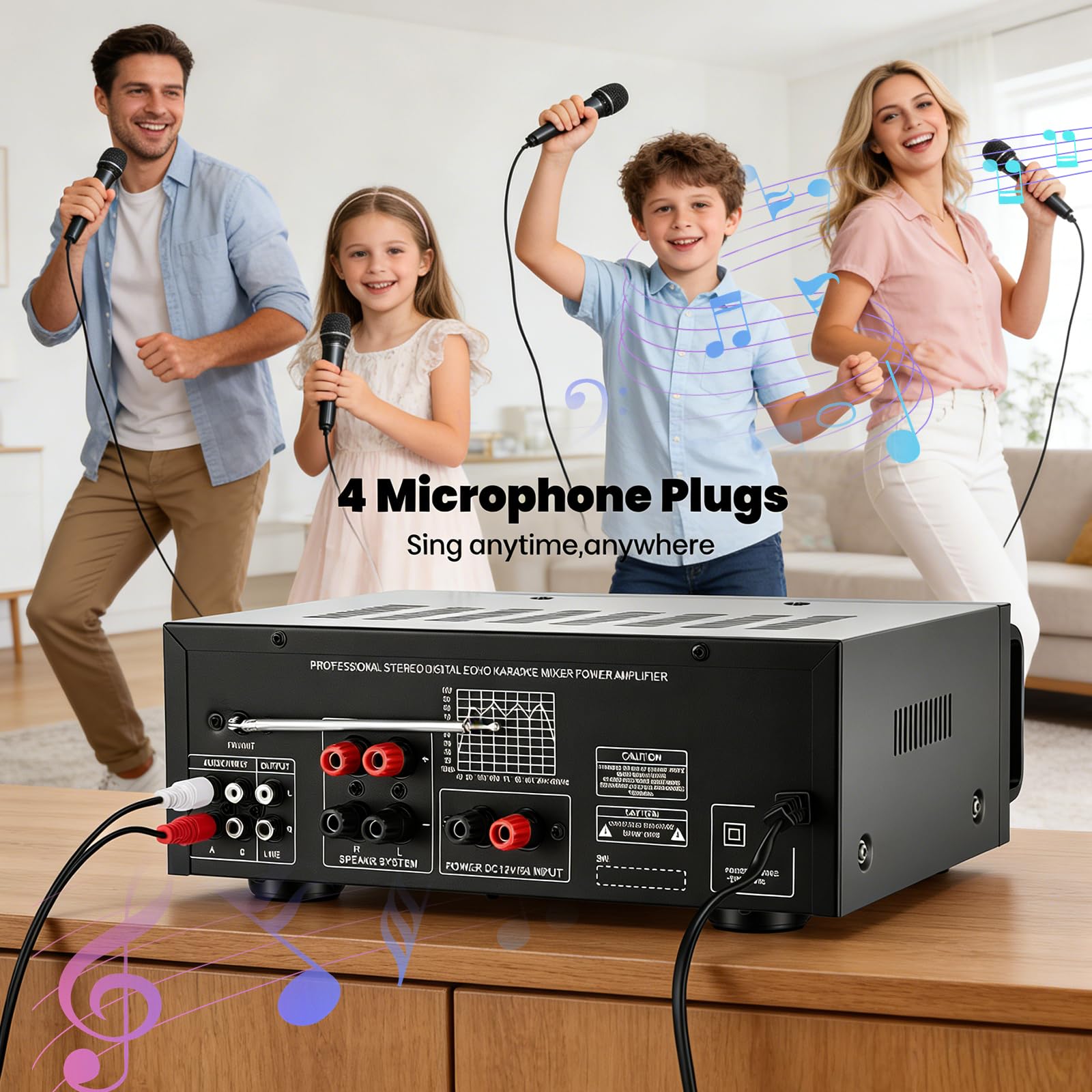 Amplificateur HiFi Stéréo Bluetooth 600W Ampli Bluetooth avec Télécommande | 2 Canaux avec Égaliseur 5 Bandes, Récepteur Audio HiFi, FM USB SD AUX, Amplificateur Audio Karaoké pour Home Studio,AC/DC 12V