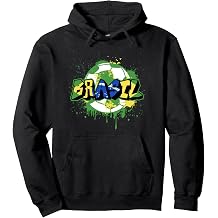 Brazil Soccer Brasil Flag Street Art Splatter Pullover Hoodie