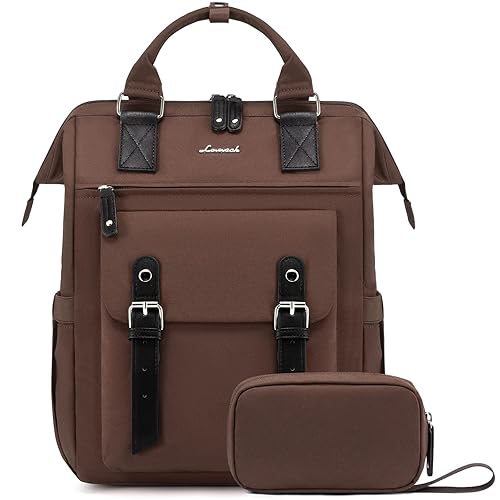 LOVEVOOK Laptop Backpack for Women Work Travel Commuter Backpack Business Computer Bag Teacher Doctor Nurse Bags College Backpack Purse Laptop Bag, 15.6 Inch, Coffee-black