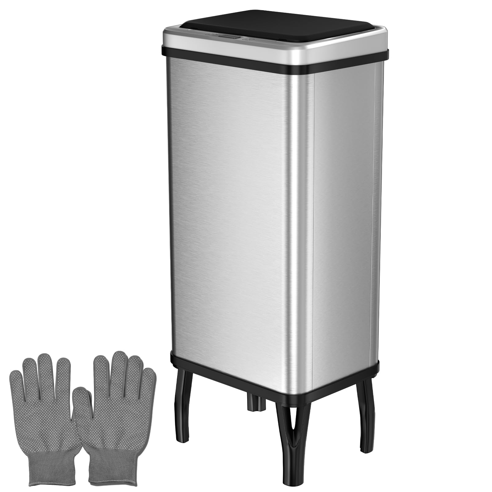 Gardtech Pattumiera da cucina da 60 litri con sensore – Pattumiera con sensore di movimento – Anello di bloccaggio per sacchetti della spazzatura – Apertura e chiusura silenziose – Montaggio richiesto