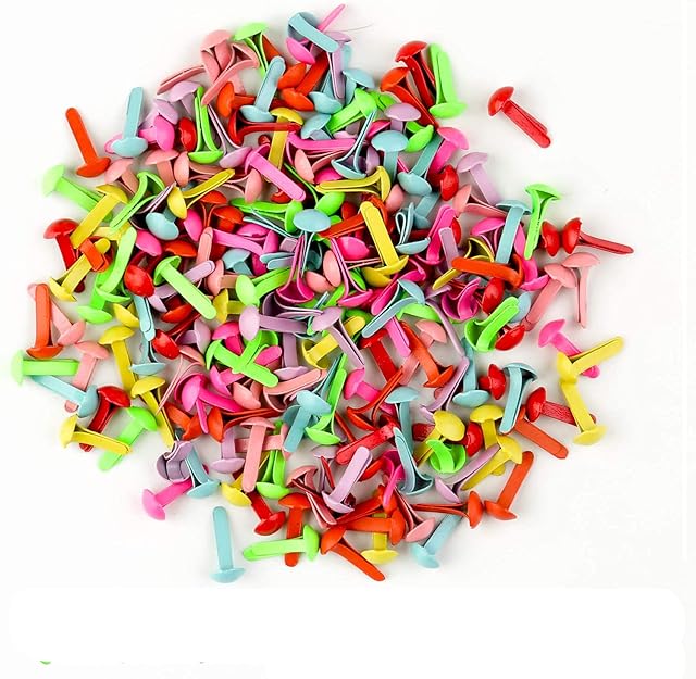 Split Pins,200 Pcs Mini Brads Metal Paper Fasteners Coloured Brad Fasteners Pastel Round Brads for Craft Stamping Scrapbooking DIY 5.5 * 11MM