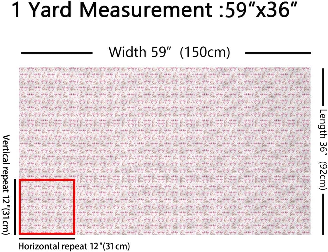 Girls Ice Skating Fabric by The Yard,Pink Skating Shoes Bowknot Decorative Fabrics,Cute Princess Dreamy Girly Quilting Supplies for Sewing,Woman Sport DIY Crafts,2 Yards,72" L x 59" W