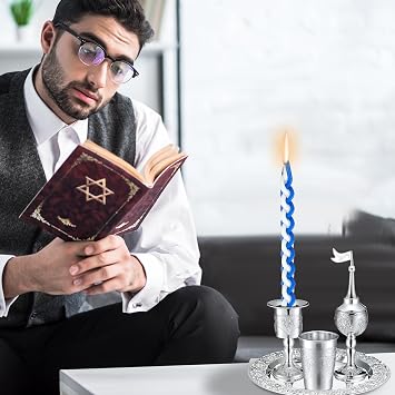 Mumufy 9 Pcs Shabbat Havdalah Set Candle Holder Kiddush Cup Spice Box