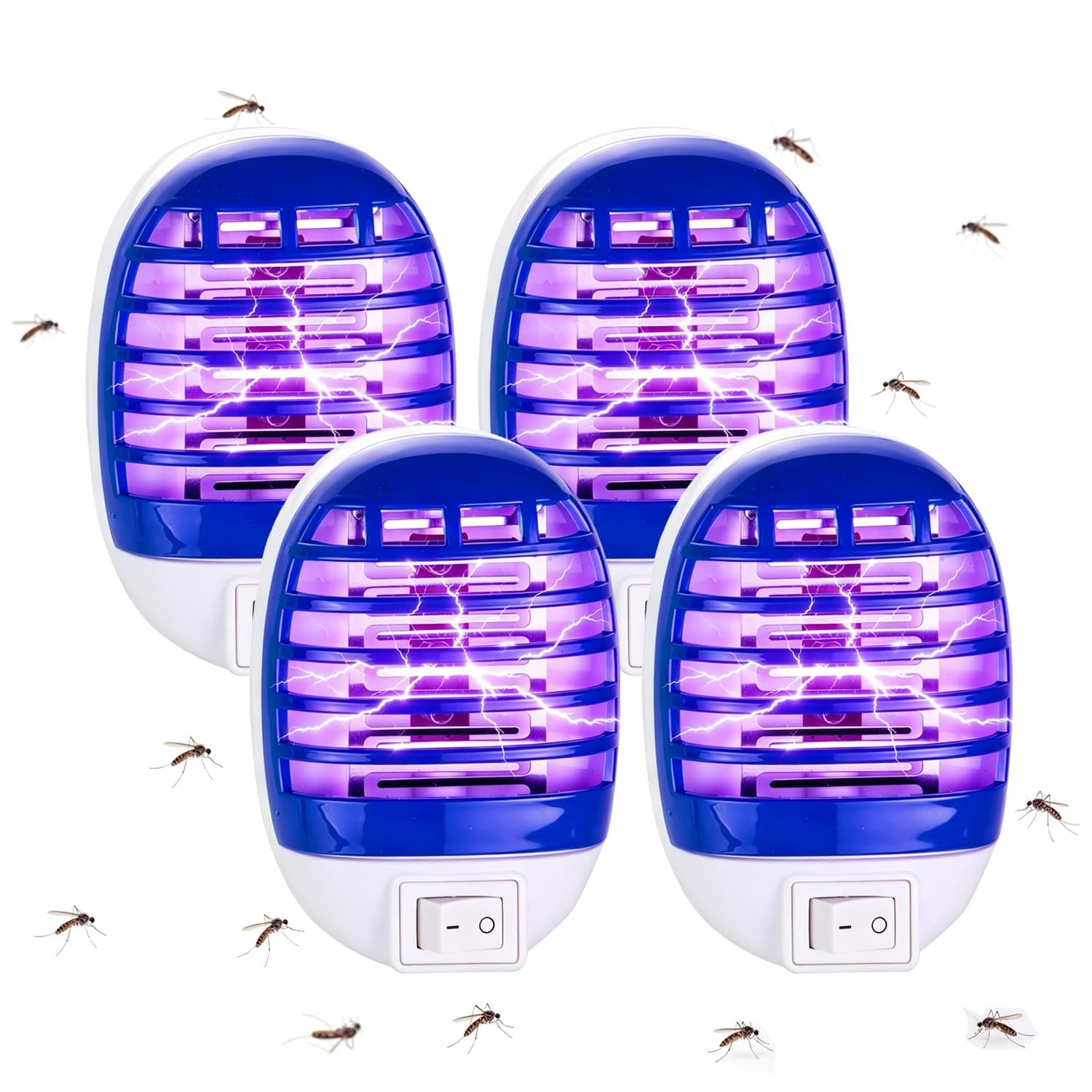 Trappola elettrica per zanzare, insetticida con luce UV | Lampada antizanzare per zanzare, mosche, tarme, antizanzare, per cucina, camera da letto, 4 pezzi