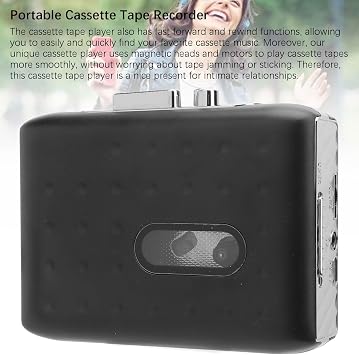 Portable Small Cassette Tape Recorder Player, USB C Audio Cassette to MP3 Converter, Microcassette Recorder Player with Headphone Jack Built in Microphone Reverse Recording to