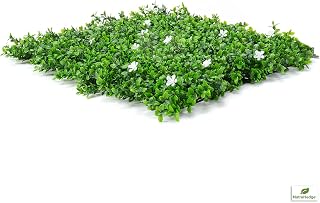 NatraHedge Faux Myrtle with Flowers Privacy Hedge Mat (Boxwood Shrub Alternative) - 20"x 20" Panels (12 Pack)