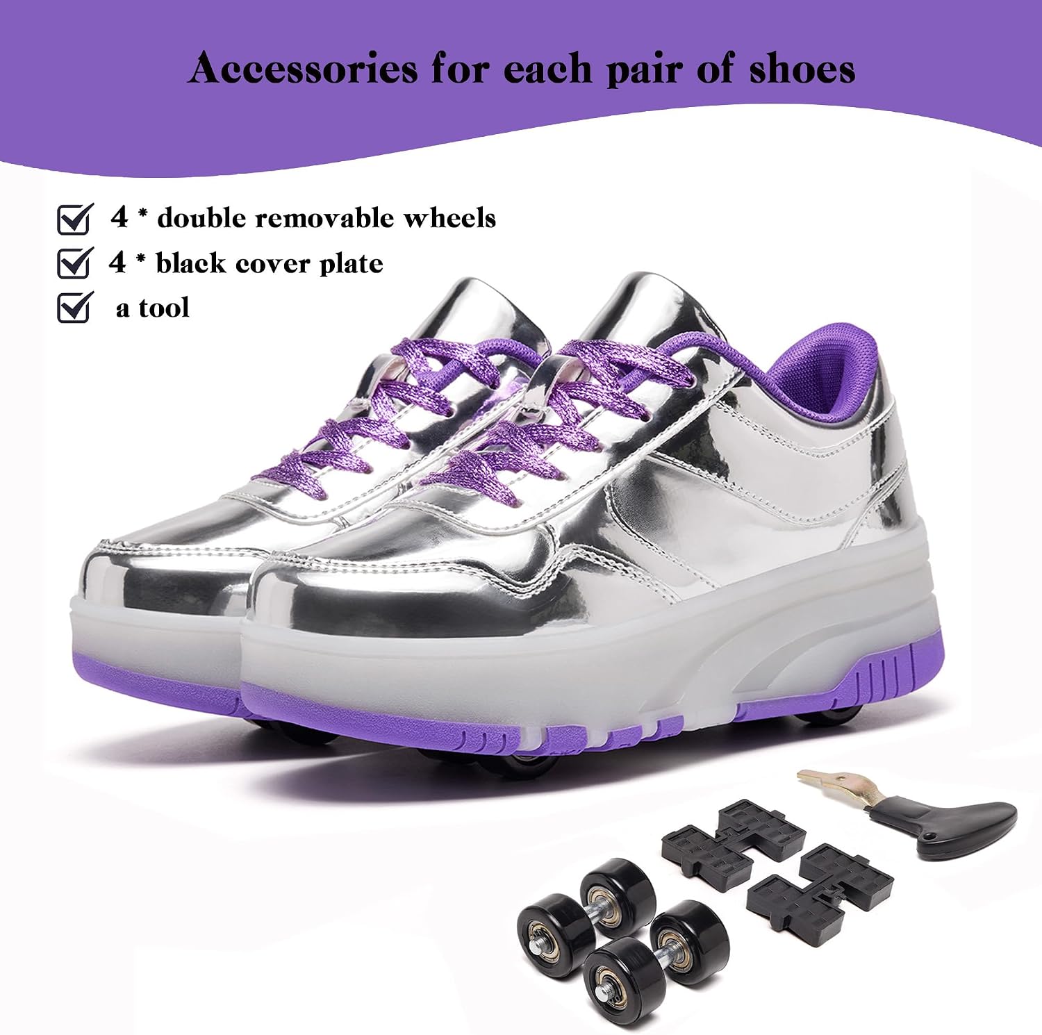 Roller Shoes with Wheels for Girls Boys Kids Roller Skate Shoes Detachable Wheeled Fashion Sneaker