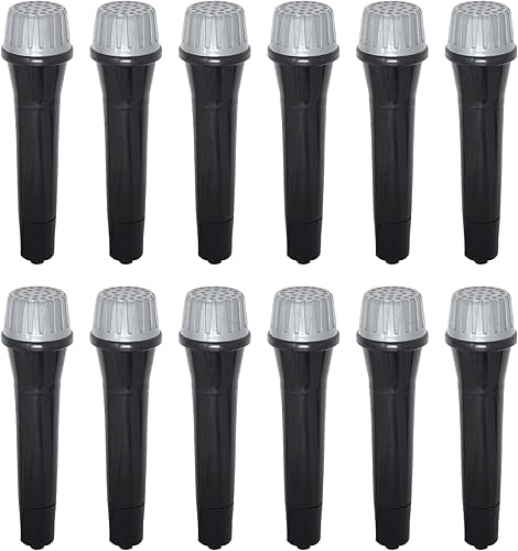 Miniatura 5 de Micrófono falso para disfraz de 12 micrófonos de plástico de juguete para niños, micrófono de juguete para cosplay, estrella de rock, estrella de