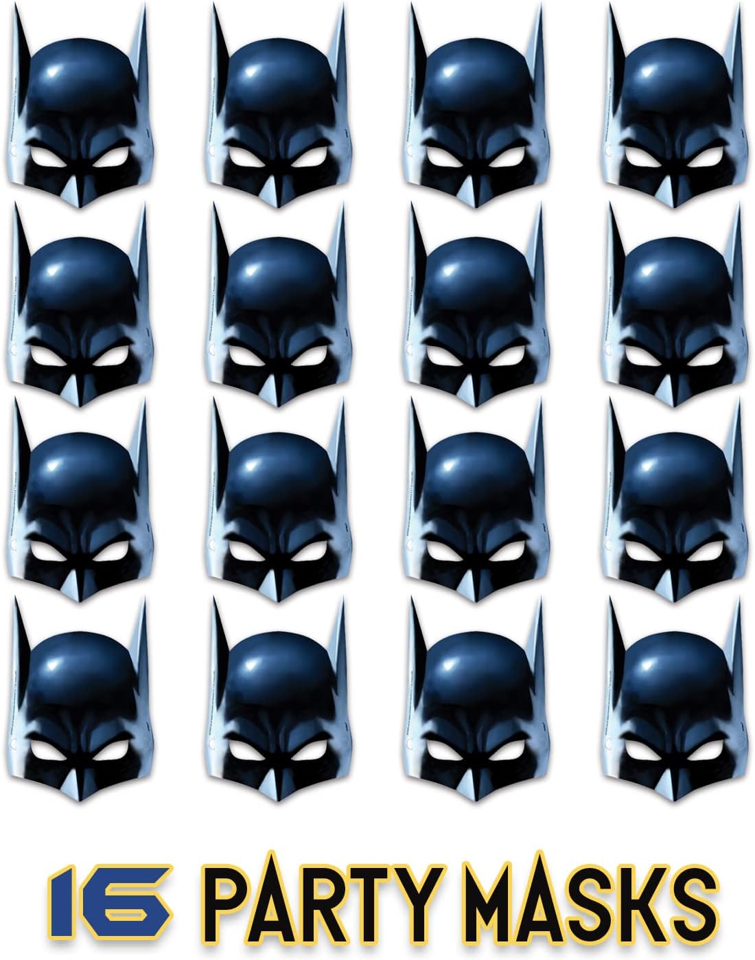 Batman Party Supplies | Batman Birthday Decorations | Includes Batman Plates, Table Cover, Masks, Napkins and Batman Banner | Superhero Birthday Decorations and Batman Decor for Boys Serves 16