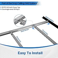 Vista 4 de Sistema de rejilla de techo de 48 pulgadas, acero galvanizado de 4 pies, resistente al óxido y al fuego, fácil instalación, ideal para sótano, sala