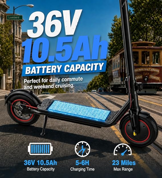 Electric Scooter, 21/28 Miles Range, 18/22/25 MPH Speed Electric Scooter for Adults, 500/750W Motor, 10/8.5 Pneumatic Tires Scooter with Dual Braking, Foldable Escooter for Commuting & Campus Use