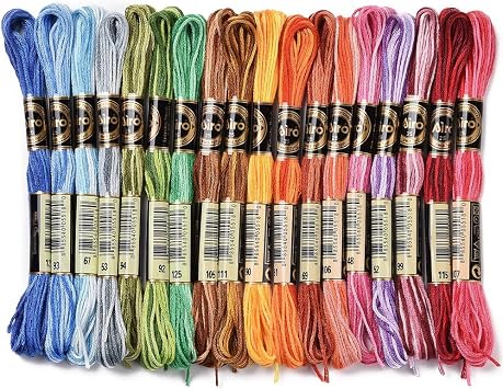 144M Gradient Embroidery Cross Stitch Thread for Jewelry Making | 18 Skeins 6 Strands Variegated Rainbow Crewel Threads Bracelet Polyester Floss Bulk for Holiday Decorations DIY Projects