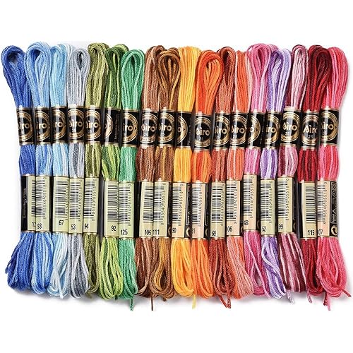 6 Strands Gradient Polyester Embroidery Floss Variegated Rainbow Crewel Cross Stitch Threads Friendship Bracelet Floss Bulk for Jewelry Making Sewing Holiday Decorations Crafts DIY Projects