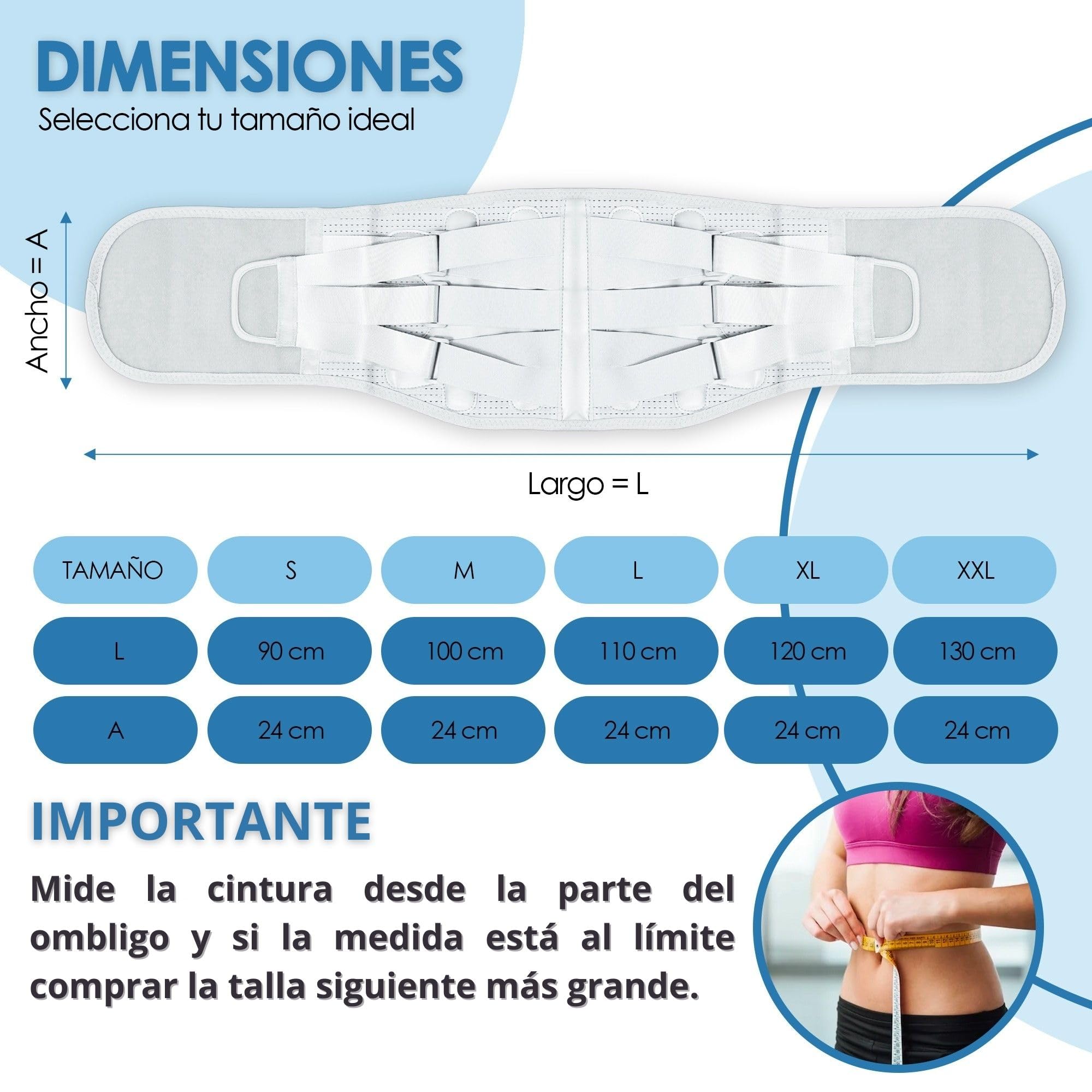 Faja Lumbar Hombre y Mujer con Soporte de Aluminio y Placa de Apoyo para la Cintura. Faja Lumbar con Doble Ajuste y Presión Abdominal, Alivia la Ciática y el Dolor de Espalda. (Talla M)