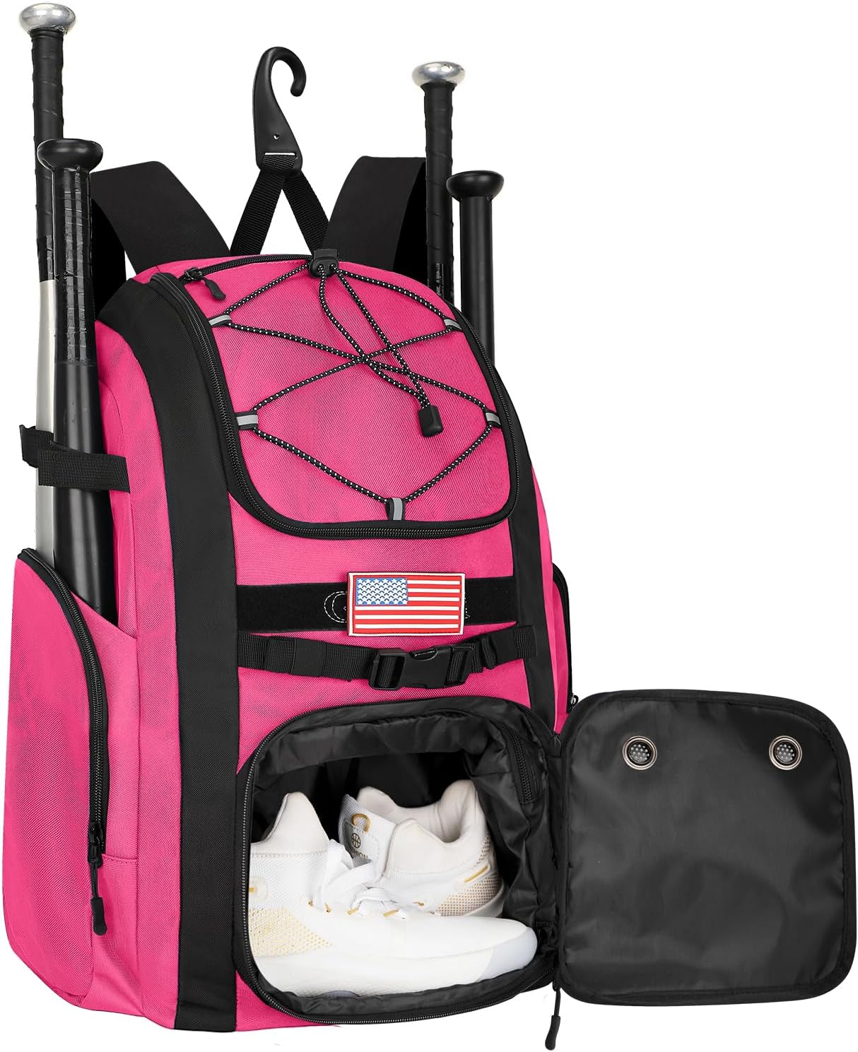 Goloni Baseball Bag, 60L Capacity Softball bag Holds 4 Bats for Youth & Adult, Baseball Bat Backpack with Shoes Compartment,Helmet Holder,Fence for Hook T-Ball, Softball Equipment, Baseball Gear