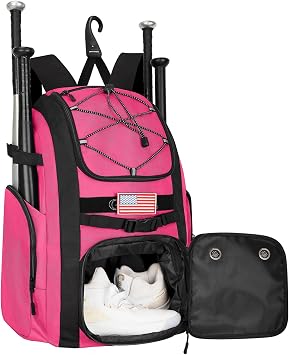 Goloni Baseball Bag, 60L Capacity Softball bag Holds 4 Bats for Youth & Adult, Baseball Bat Backpack with Shoes Compartment,Helmet Holder,Fence for Hook T-Ball, Softball Equipment, Baseball Gear