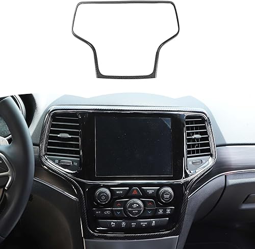 RT-TCZ Cubierta de fibra de carbono para consola central de navegación GPS, accesorios interiores compatibles con Jeep Grand Cherokee 2014-2020