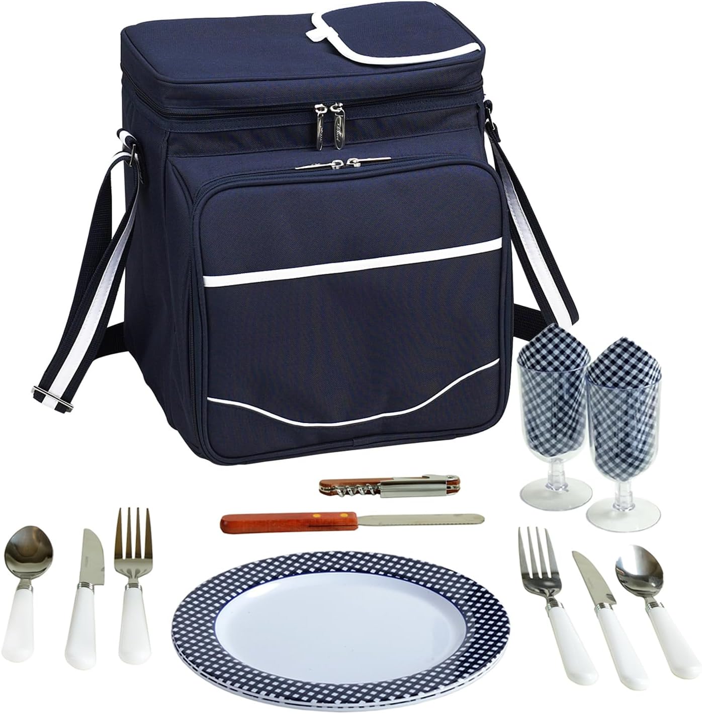 Picnic at Ascot Original Insulated Picnic Basket/Cooler Equipped with Service for 2- Designed, Assembled & Quality Approved in the USA
