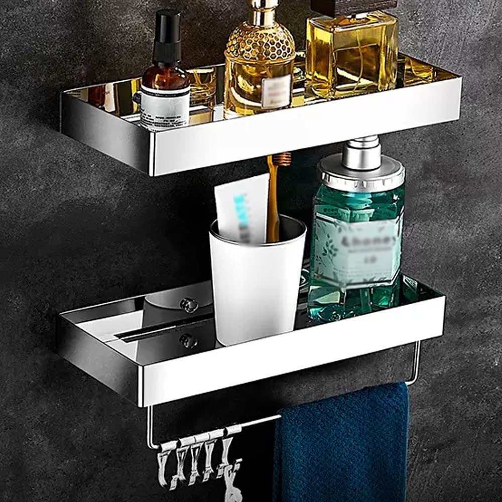BAHELS Shower Caddy 304 Stainless Steel Bathroom Shelf Rectangular Shelf Bathroom Shower Shelf Wall Mounted Organizer Bathroom Organizer