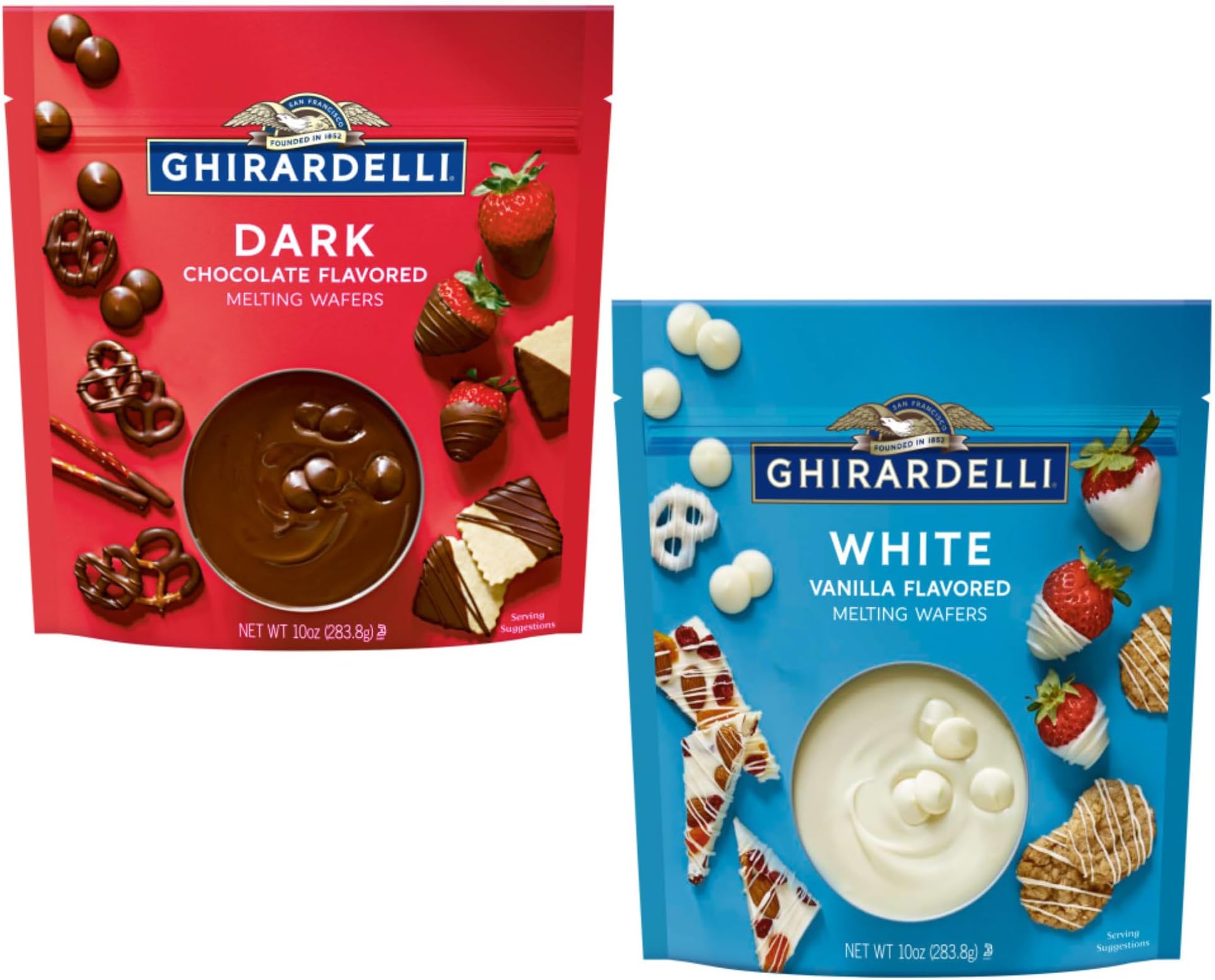 Ghirardelli Melting Wafers Dark Chocolate and White 10 Ounce Variety Pack