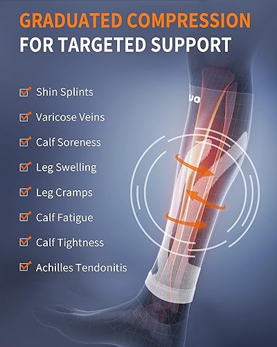 Miniatura 2 de CAMBIVO 3 pares de mangas de compresión de pantorrilla para hombres y mujeres, manga de compresión de piernas para férulas de espinilla, tratamiento