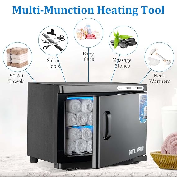 Towel Warmer, 2-in-1 Professional Hot Towel Heater Cabinet for Spa Salon Home Bathroom, 23L, Black