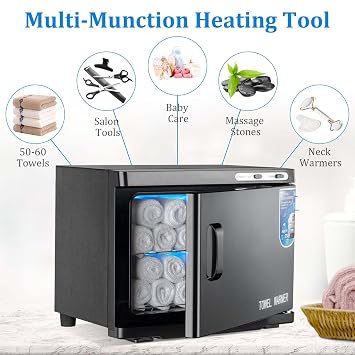 Towel Warmer, 2-in-1 Professional Hot Towel Heater Cabinet for Spa Salon Home Bathroom, 23L, Black