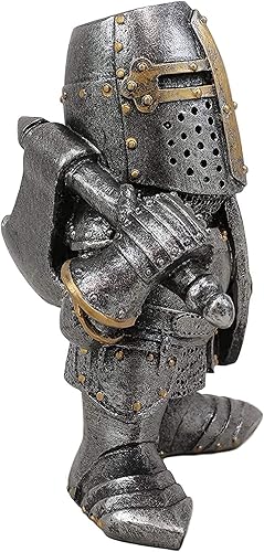 Miniatura 3 de Estatua de caballero de jardín, figuras de caballero de jardín, gnomos, decoraciones medievales, templarios, cruzados, guardia, armadura de