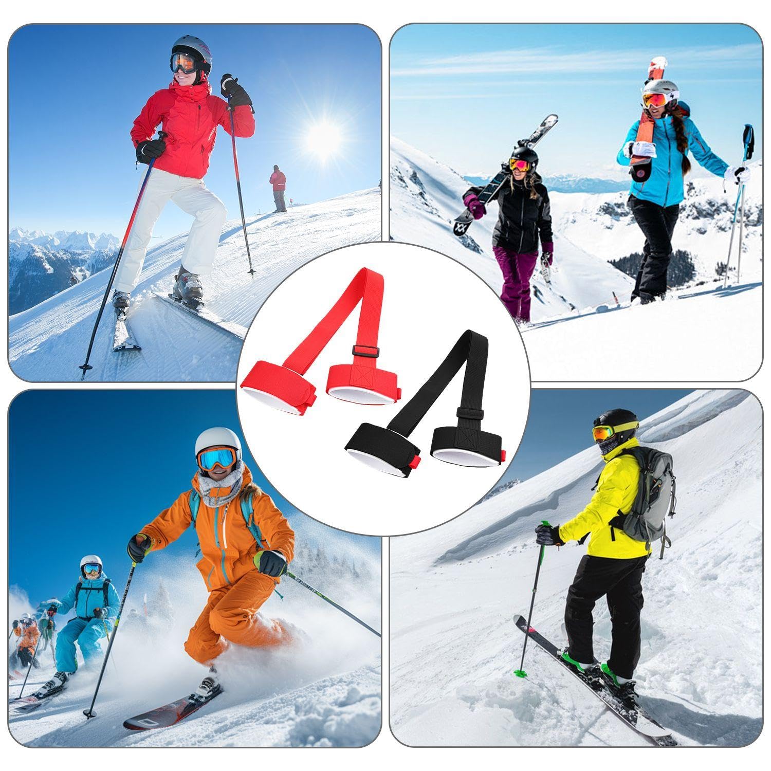 Pack De 3 Correas Ajustables Para Snowboard Y Esquí, Negro