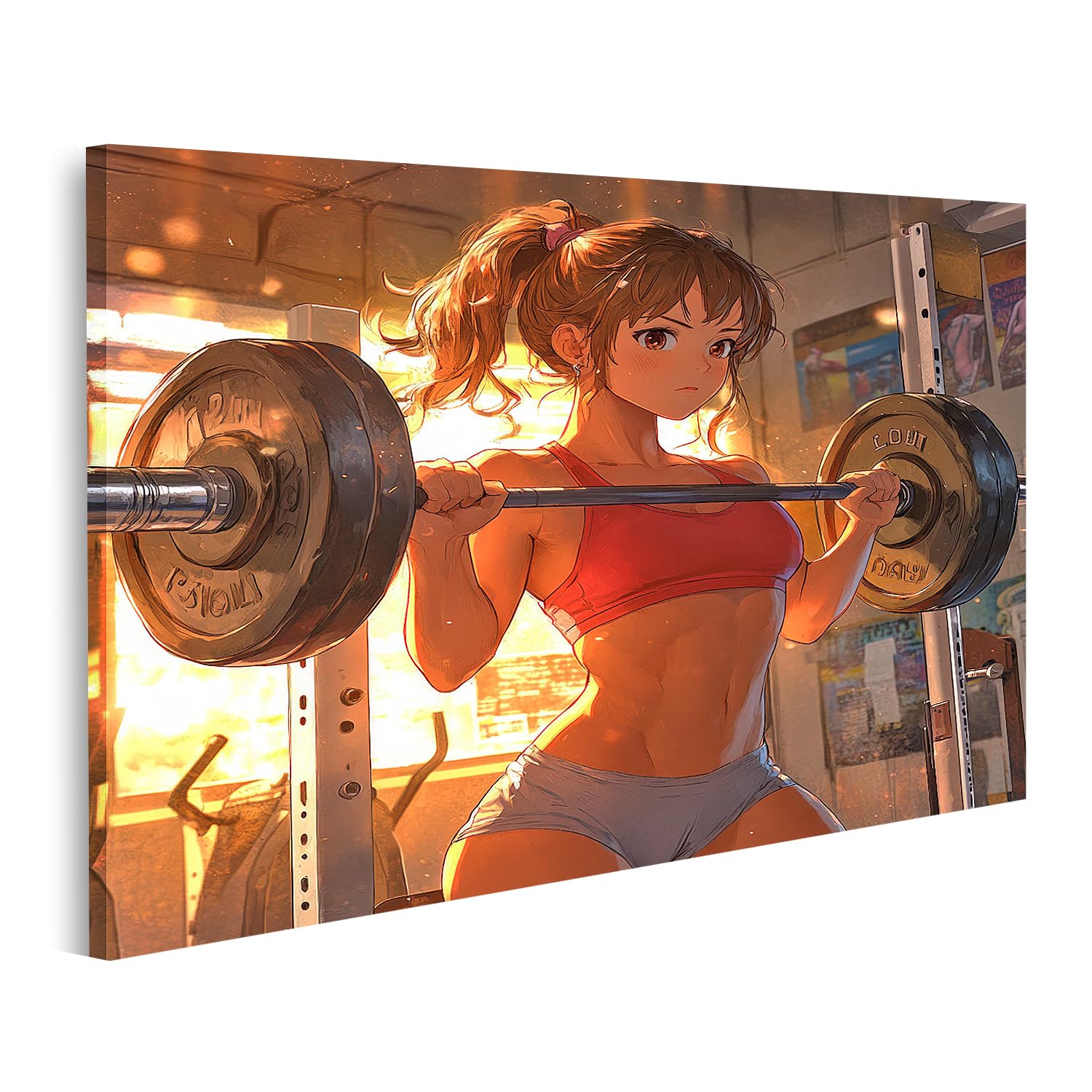 islandburner Prime Quadro su tela donna durante l'allenamento della forza in palestra per gli appassionati di fitness palestra palestra Immagini murali poster