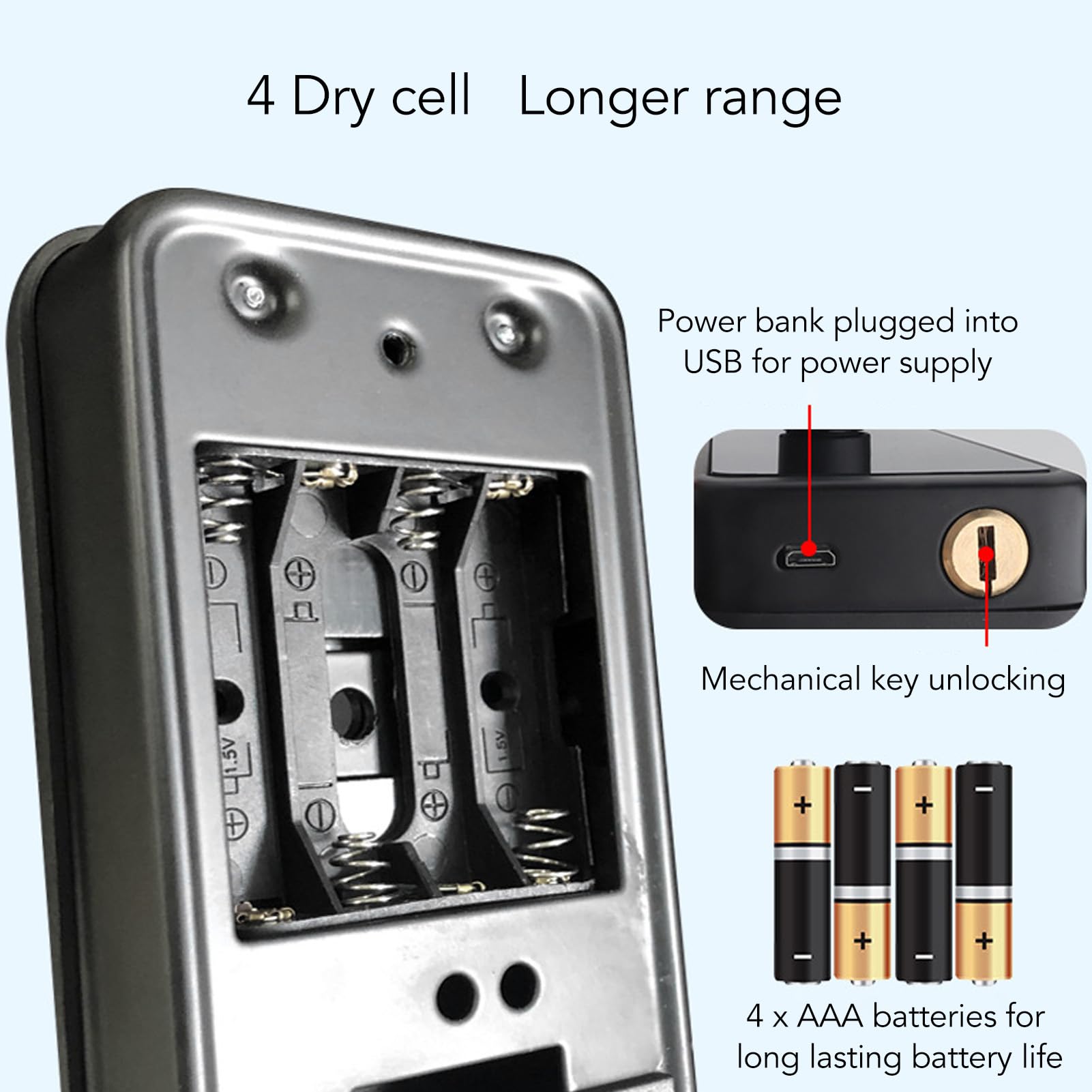 Smart Fingerprint Password Card Key Entry Lock Home Security Aluminum Alloy for Anti Theft Elderly - Image 3