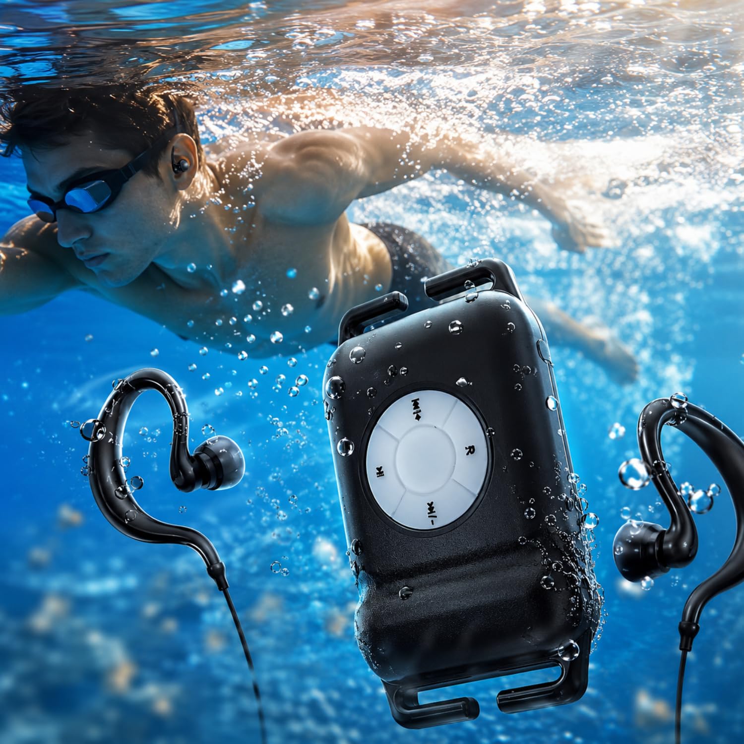 Mp3 para Nadar Reproductor De Mp3 Resistente Al Agua Agua con Auriculares FM Mp3 para Surfear con Clip para Auriculares Reproductor De Música Mp3 Acuatico Sumergible Subacuáticos