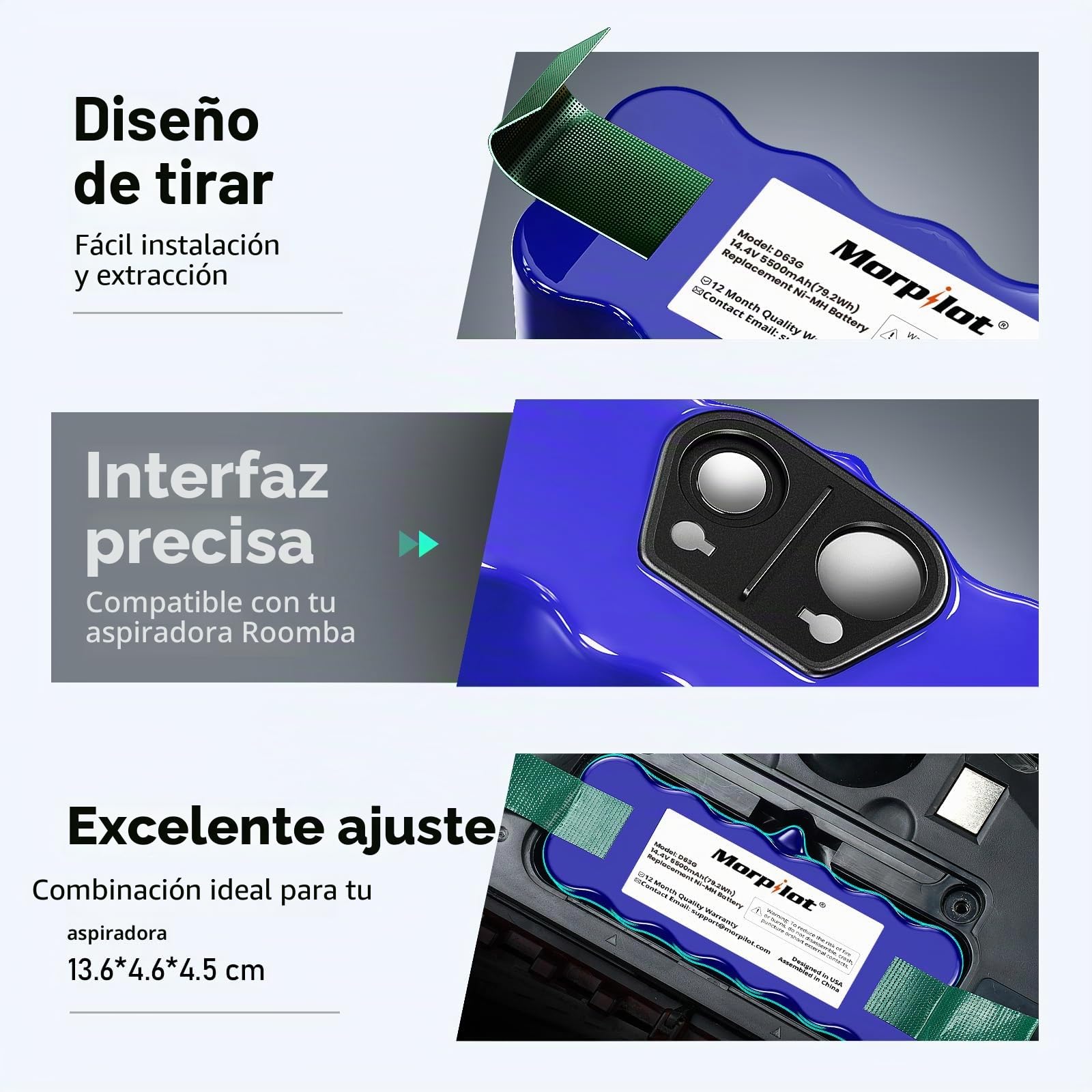 Morpilot 5500mAh 14,4V Ni-MH Xlife Batería para iRobot Roomba 500 600 700 Serie 800 y R3, Scooba 4500 Robot Aspirador