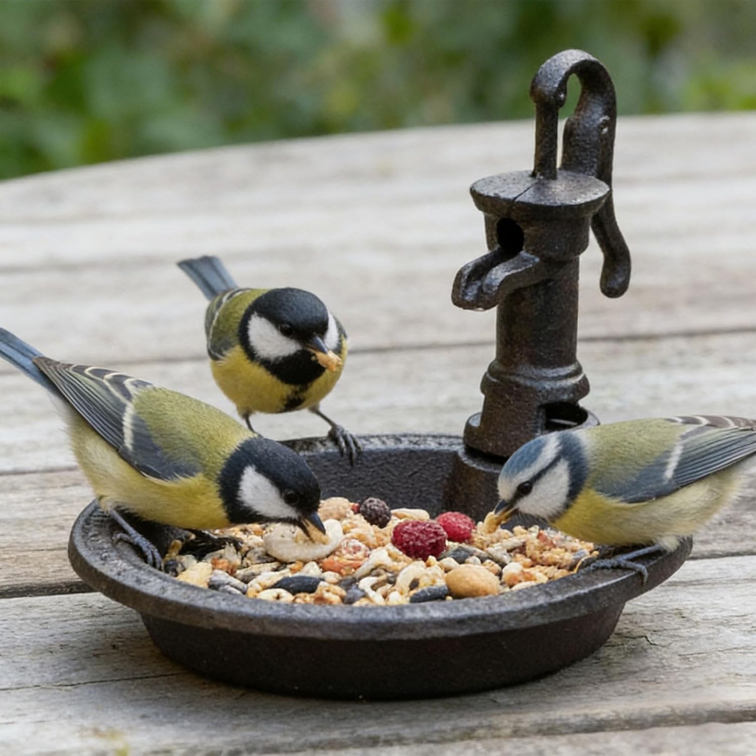 Traditional Heavy Duty Metal Bird Feeding Plate Ideal for Outdoor Use in Garden or Backyard Area Permanent Outdoor Dish