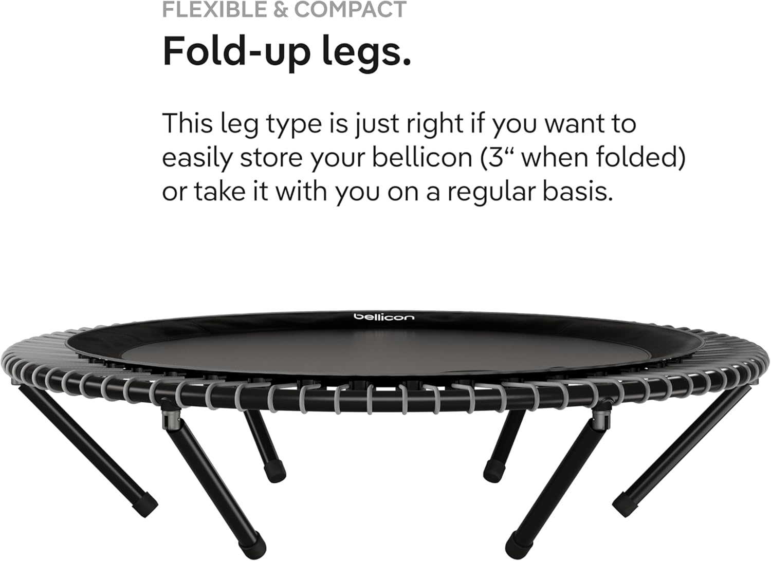 bellicon Mini Trampoline | Bungee Suspension up to 330 lbs | Indoor Fitness Rebounder for Adults | Folding Legs