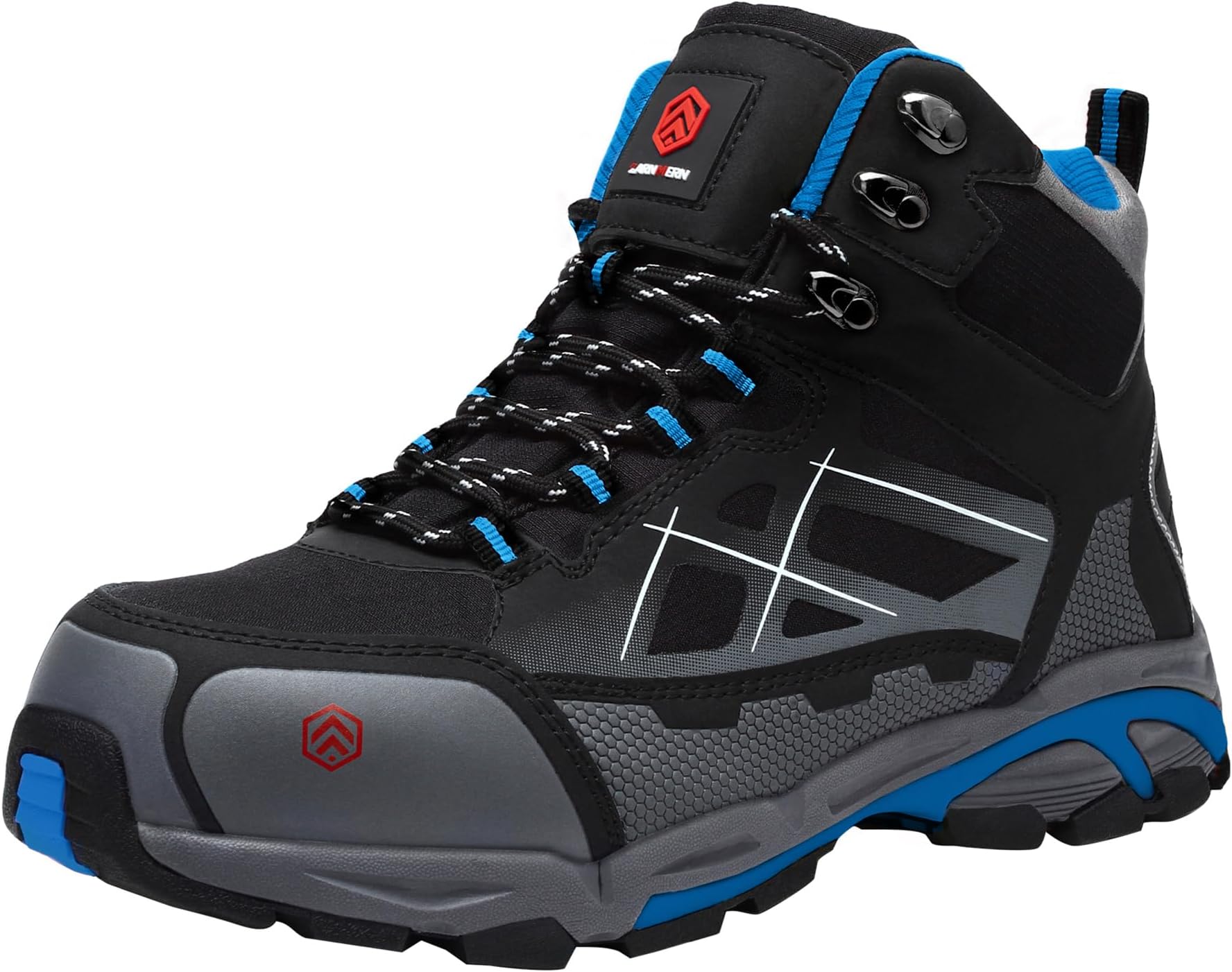 LARNMERN Steel Toe Work Boots Men,Non Slip Safety Shoes,Comfortable Industrial and Constructio Hiking Sneakers