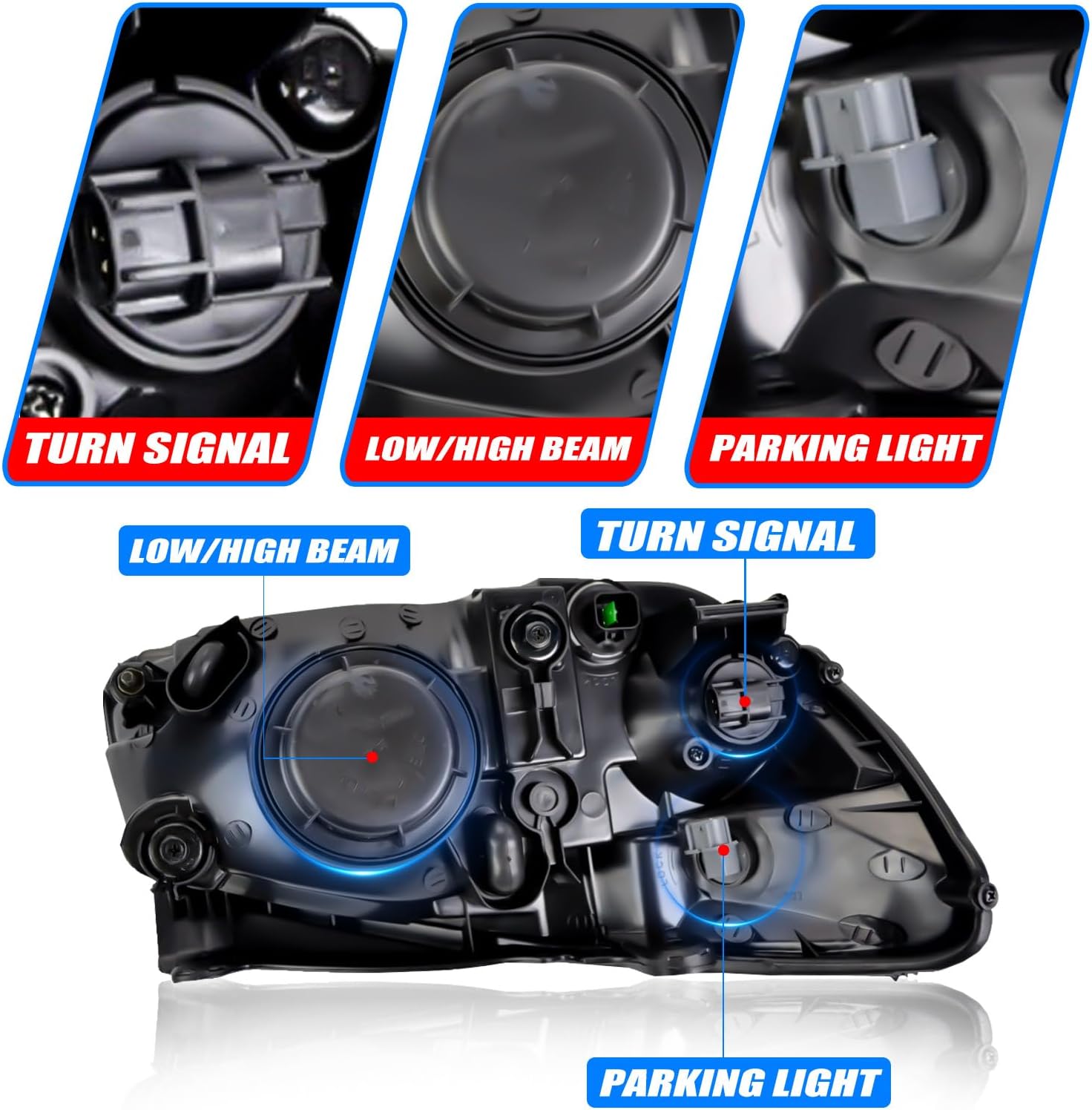 Headlight Assembly Compatible with 2007 2008 2009 Kia Spectra w/Bulbs Halogen Headlamp (Left and Right Side)