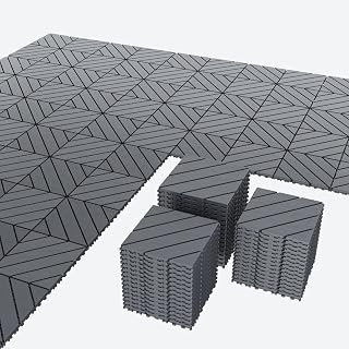 44 Stück Terrassenfliesen 30 x 30 cm (4 m²), dunkelgraue Klickfliesen mit Klick-System, wasserfest & witterungsbeständig, rutschhemmender Balkonbodenbelag für Terrasse, Balkon, Garten