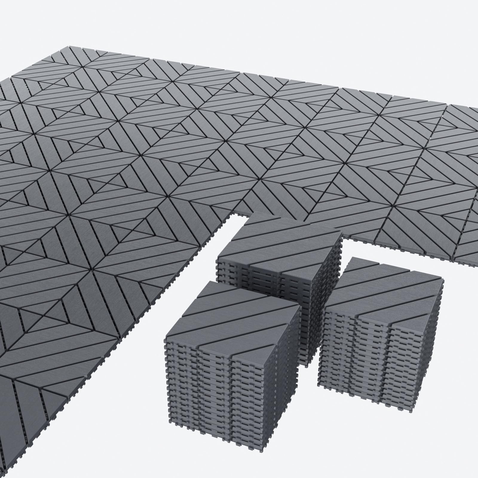 Airsell Interlocking Deck Tiles | Plastic Outdoor Flooring for Patio, Garden & Balcony | Waterproof & All-Weather | Anti-Slip Surface (Dark Gray SPPK-54 Pcs (54 Sq Ft))