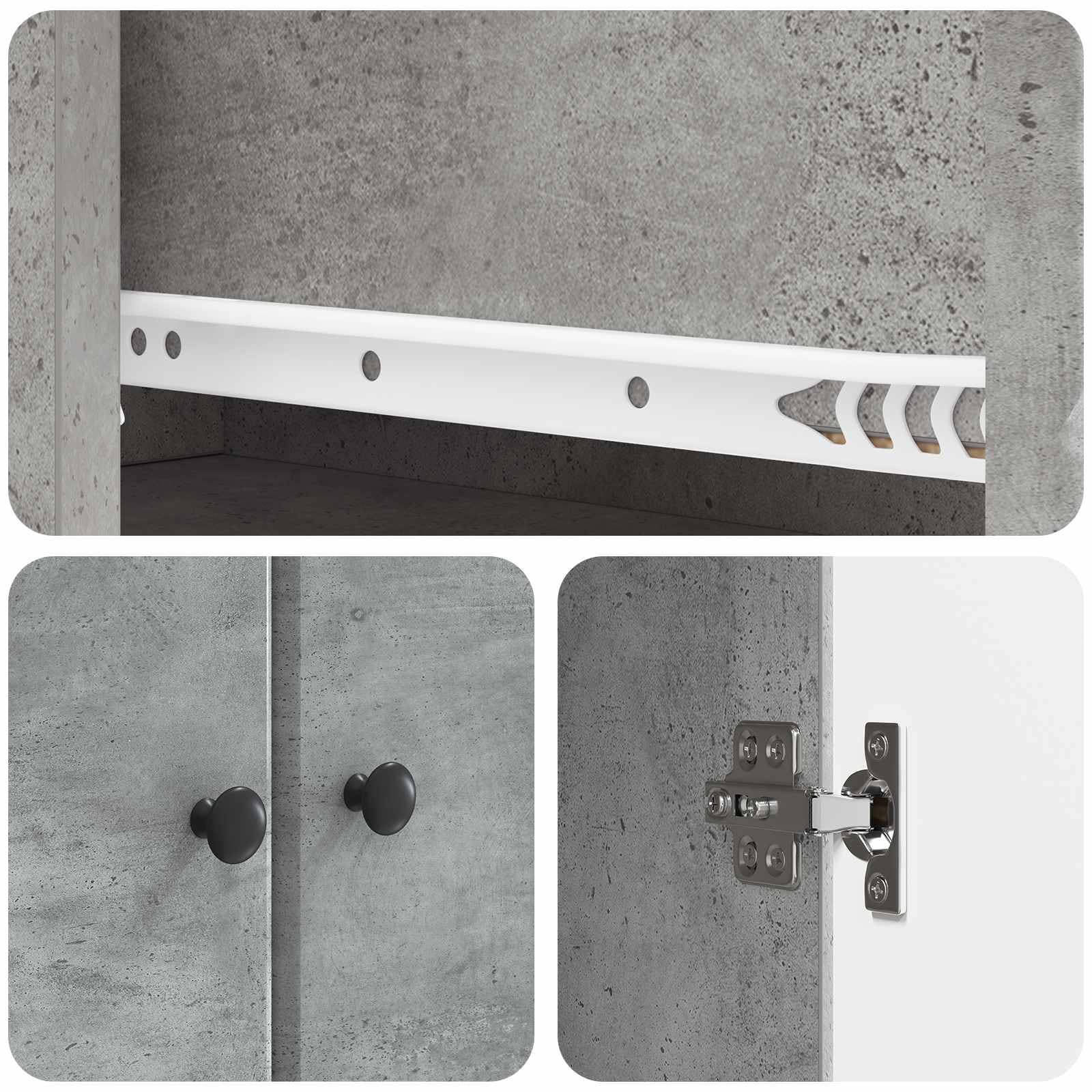 Hothingwell Möbel mit Fächern, Betongrau, 2-teilig | Modernes Design, ergonomische Rückenlehne, pflegeleicht, anpassbar