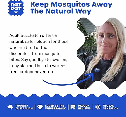 Miniatura 4 de NATPAT BuzzPatch - Parches para mosquitos para adultos, parches de mosquitos a base de plantas, no tóxicos, el parche original de aceite esencial de